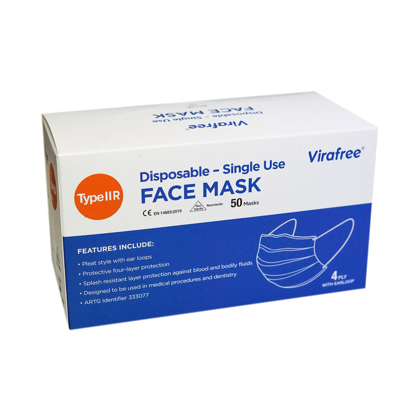 White and Blue Face Mask - 50PC BOX