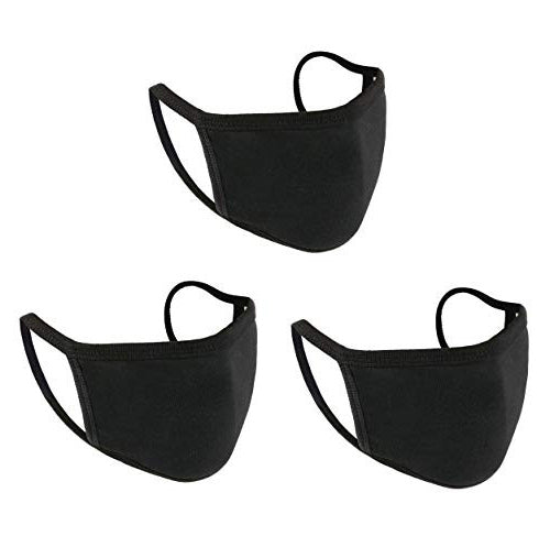 Reusable Cotton Face Masks BLACK - 3PC